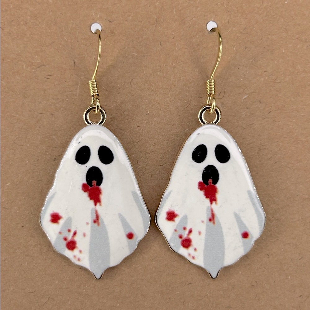 Halloween Ghost With Blood Charms Earrings